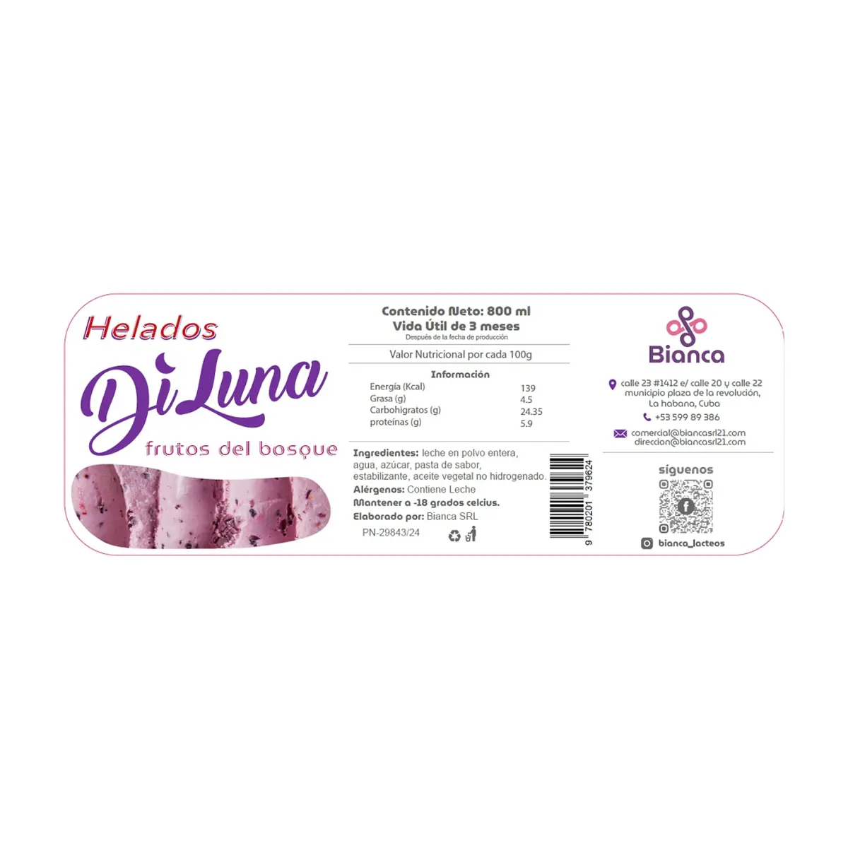 Helado sabor frutos del bosque Diluna (800 ml) - Thumbnail 2