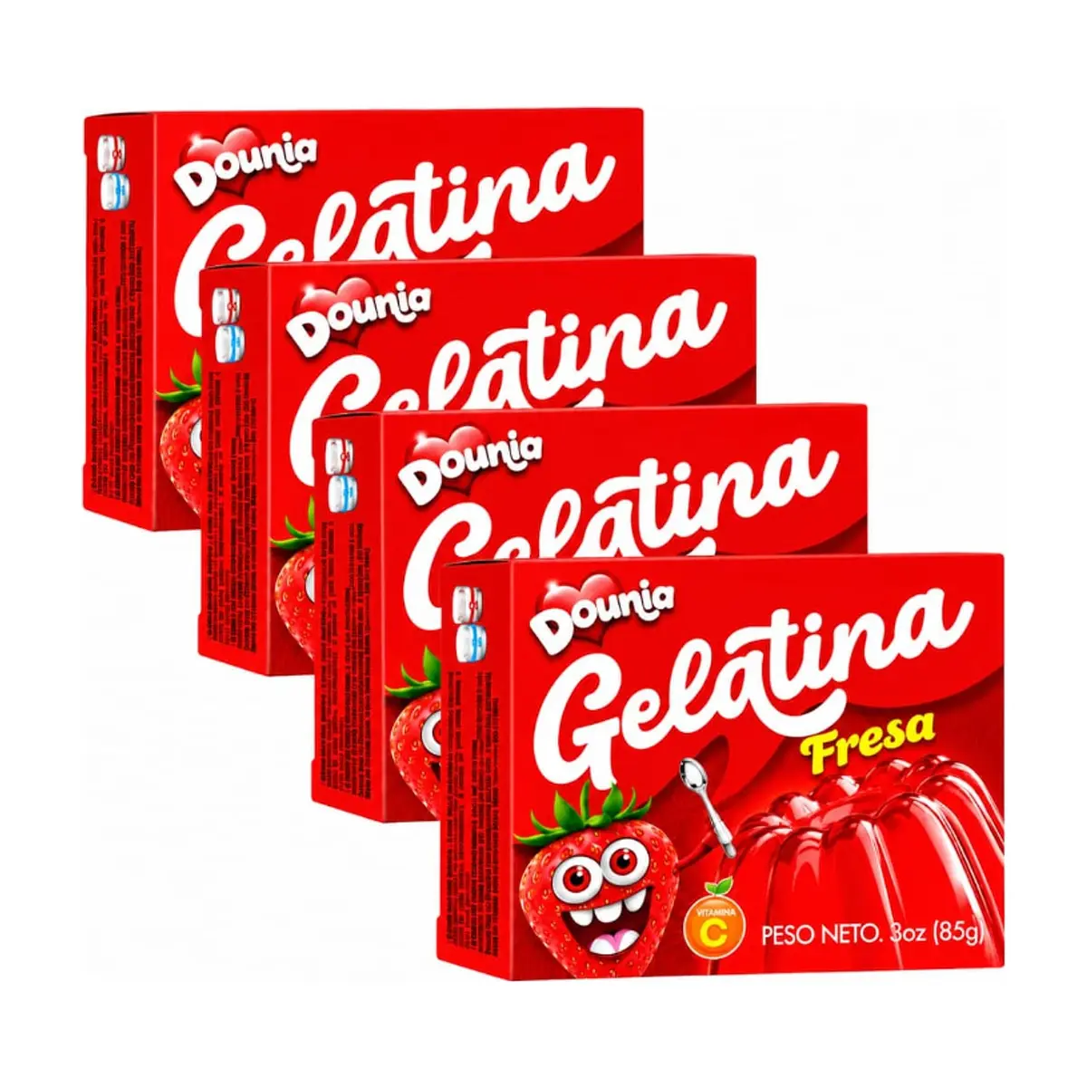 Gelatina con sabor a fresa Dounia (4 x 85 g / 3 oz) - Miniatura 1