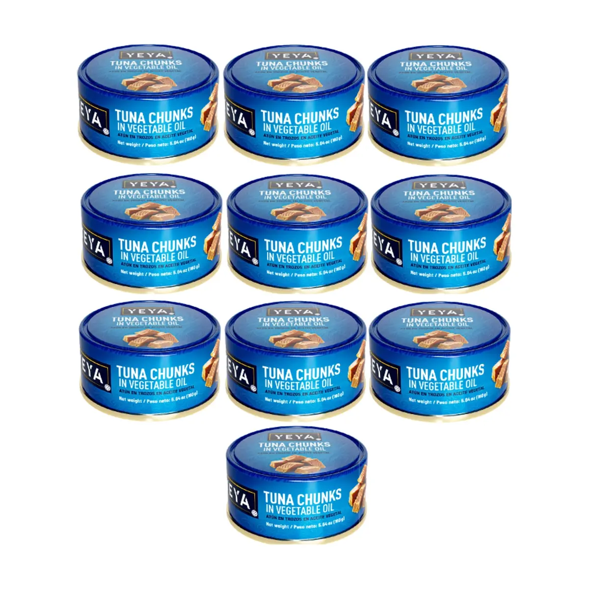 Atún en trozos en aceite vegetal YEYA (10 x 160 g / 5.64 oz)