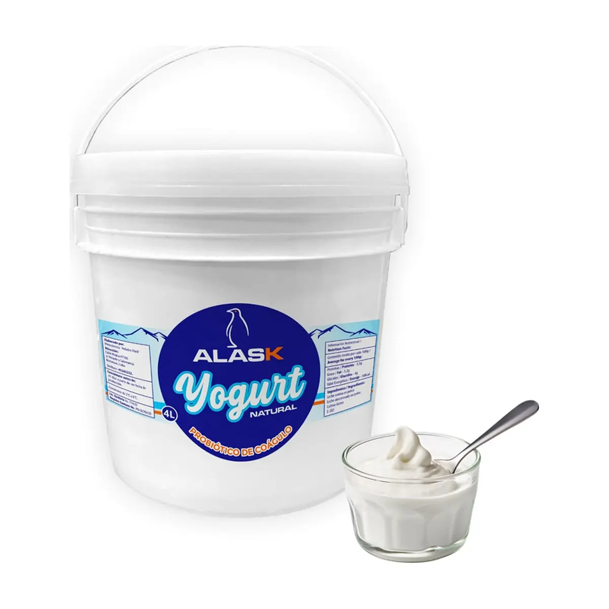 Yogurt probiótico de coágulo sabor natural Alask (4 L)