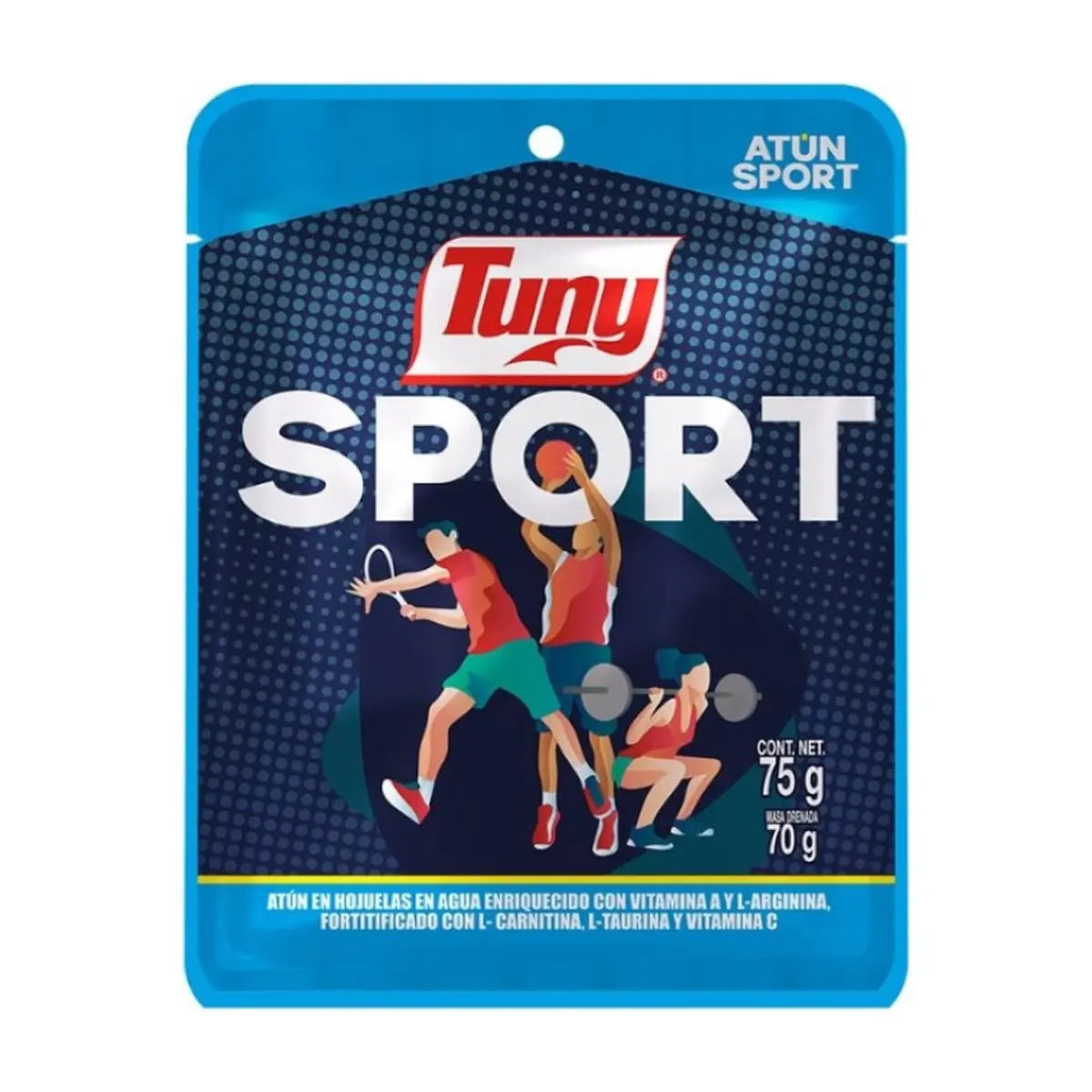 Atún en trozos en agua adicionado con vitaminas Sport Tuny (75 g / 2.65 oz)