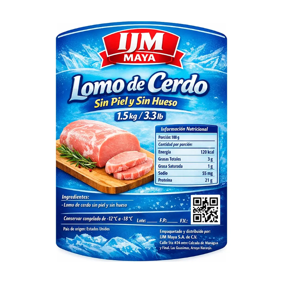 Lomo de cerdo sin piel y sin hueso IJM Maya (1.5 kg / 3.3 lb) - Miniatura 2