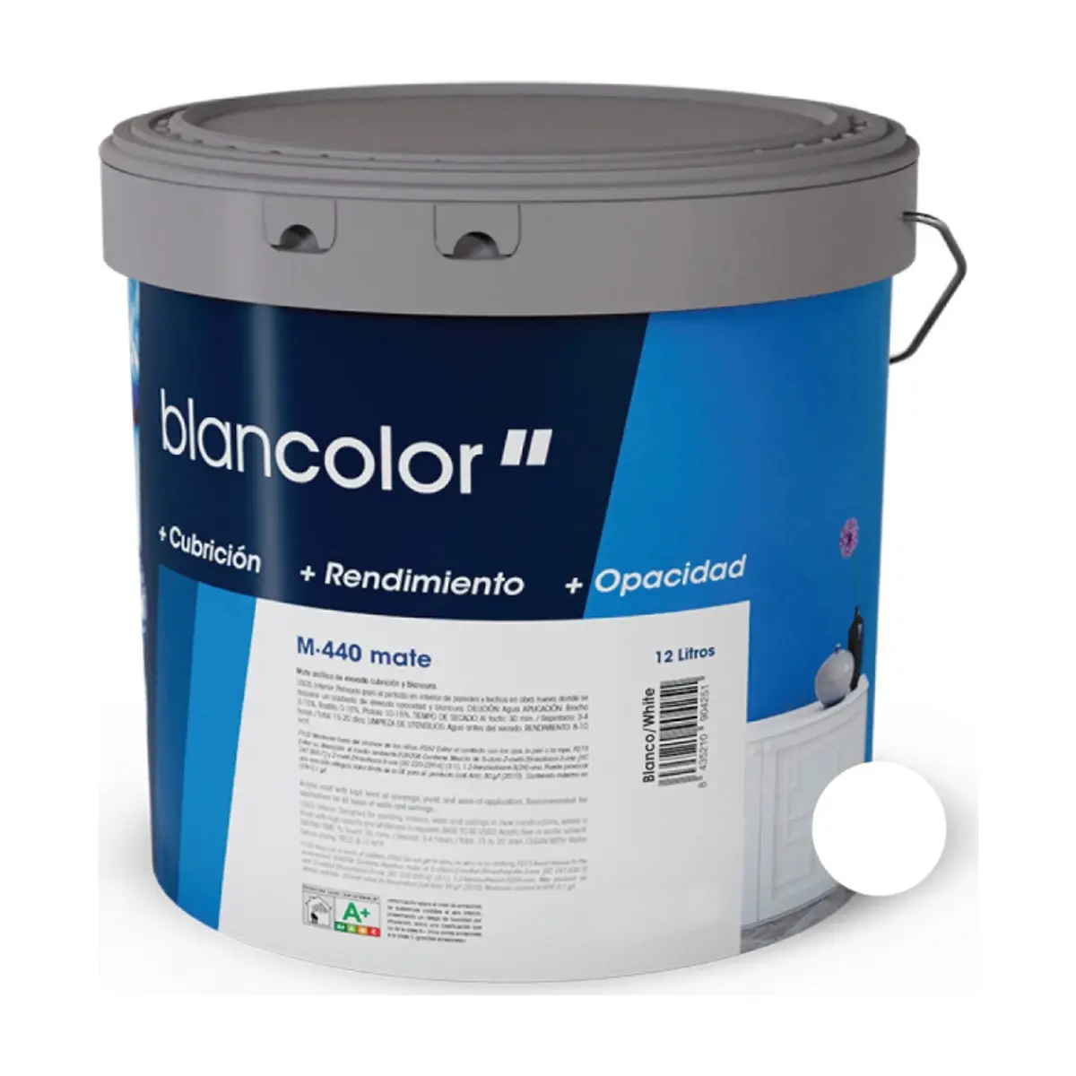 Pintura acrílica interior y exterior color blanco M - 440 Isaval - Blancolor (12 L) - Miniatura 6
