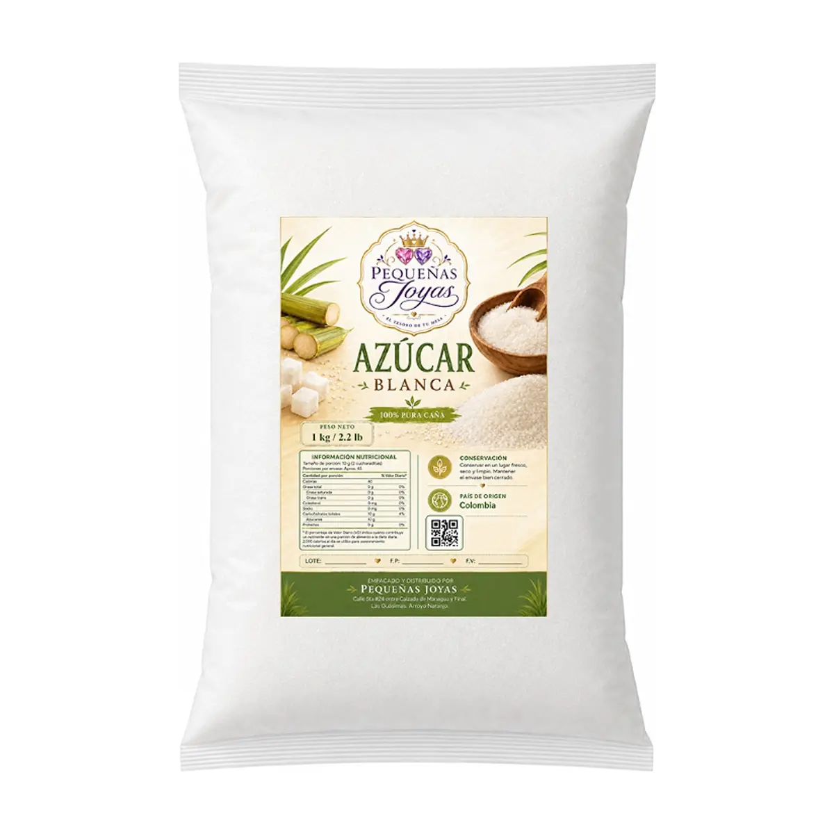 Azúcar blanca Pequeñas Joyas (1 kg / 2.2 lb)