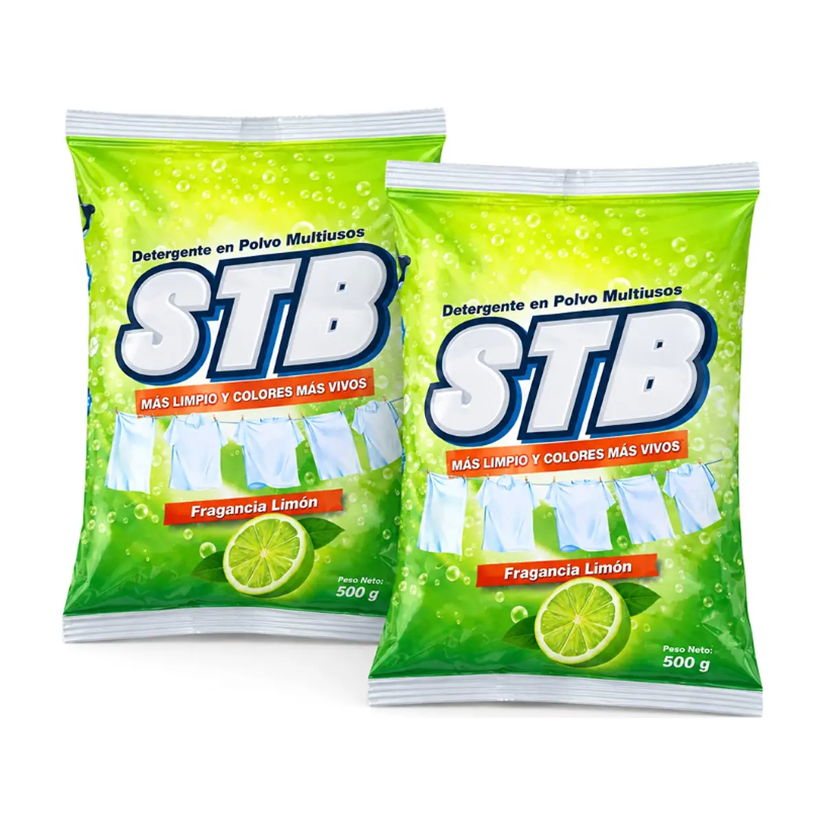 Detergente en polvo multiusos con fragancia a limón STB (2 x 500 g / 1.1 lb)