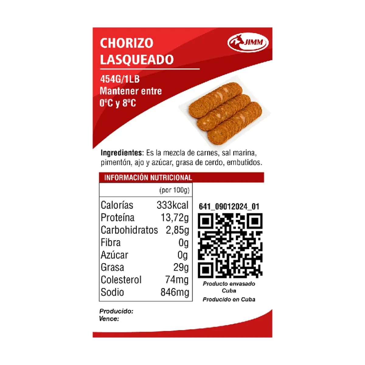 Chorizo vela lasqueado Jimm (454 g / 1 lb) - Miniatura 3