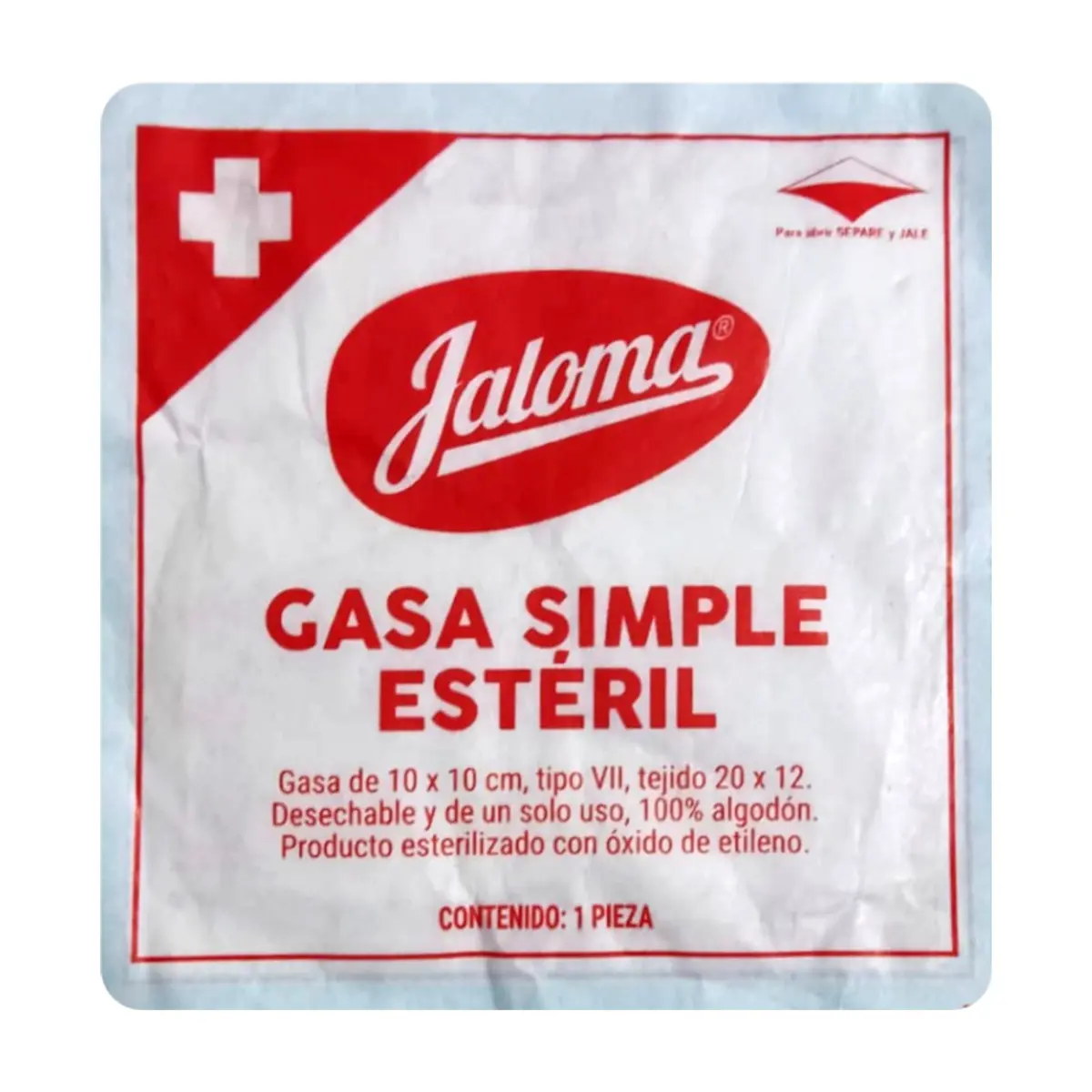 Gasa simple estéril de 10 cm x 10 cm Jaloma