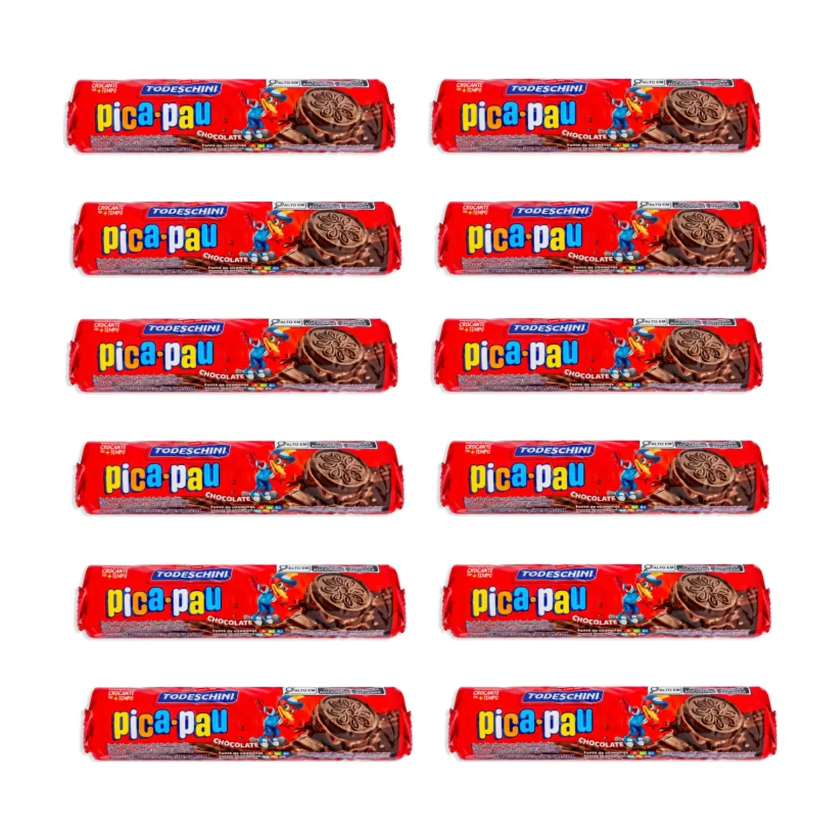 Galletas de chocolate con relleno sabor a chocolate Pica Pau Todeschini (12 x 115 g / 4.06 oz)