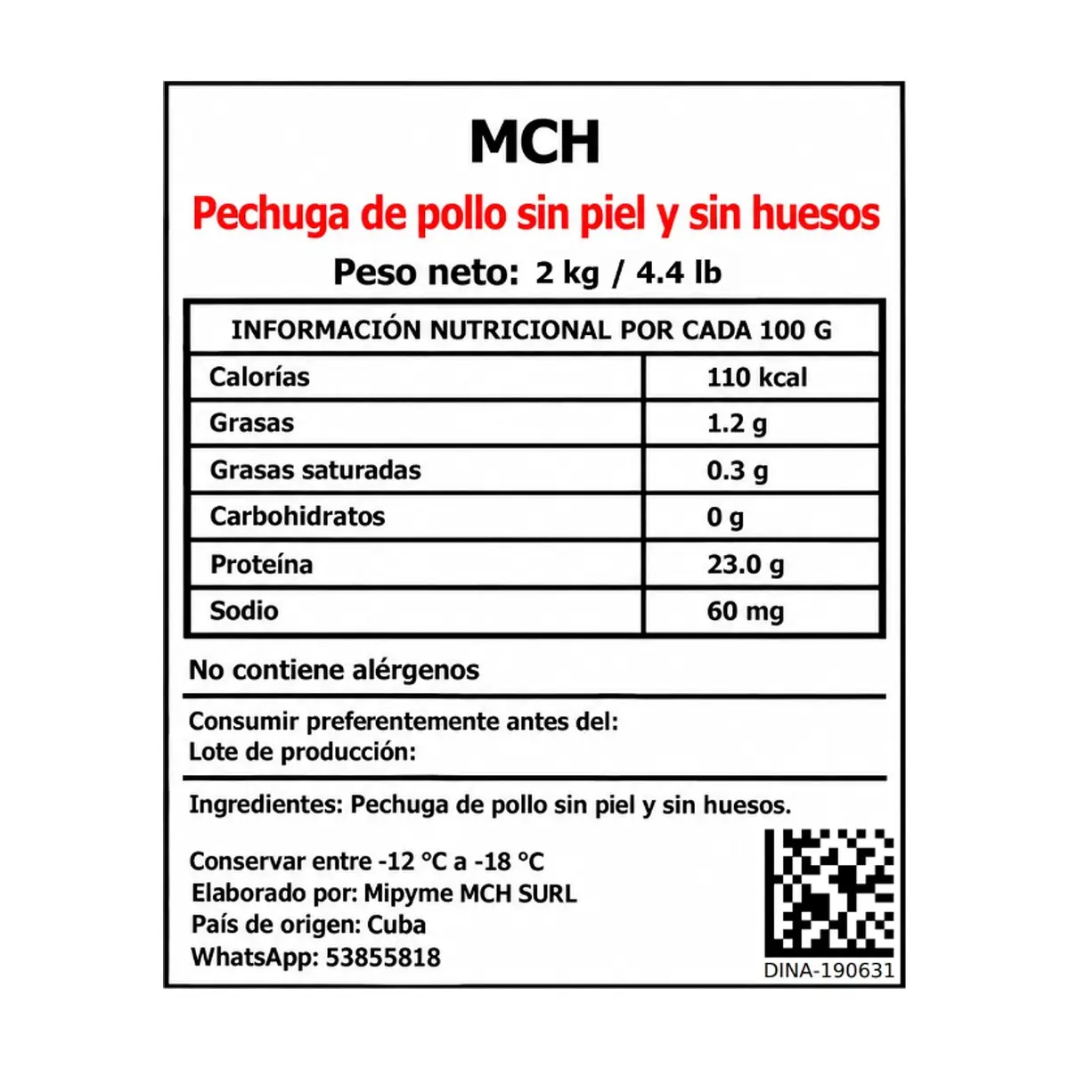 Pechuga de pollo sin piel y sin huesos MCH (2 kg / 4.4 lb) - Thumbnail 3