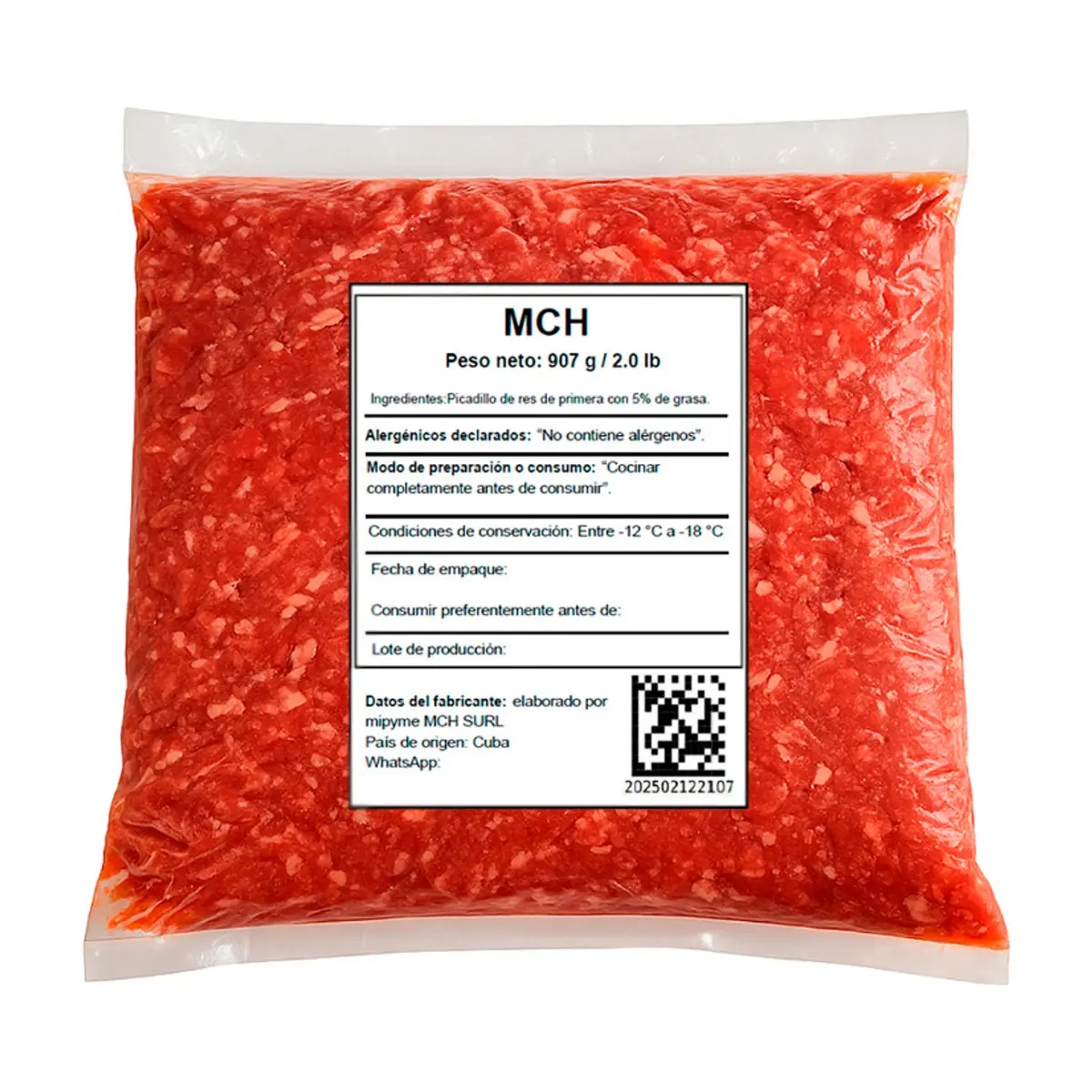 Picadillo de res de primera con 5% de grasa MCH (907 g / 2 lb)