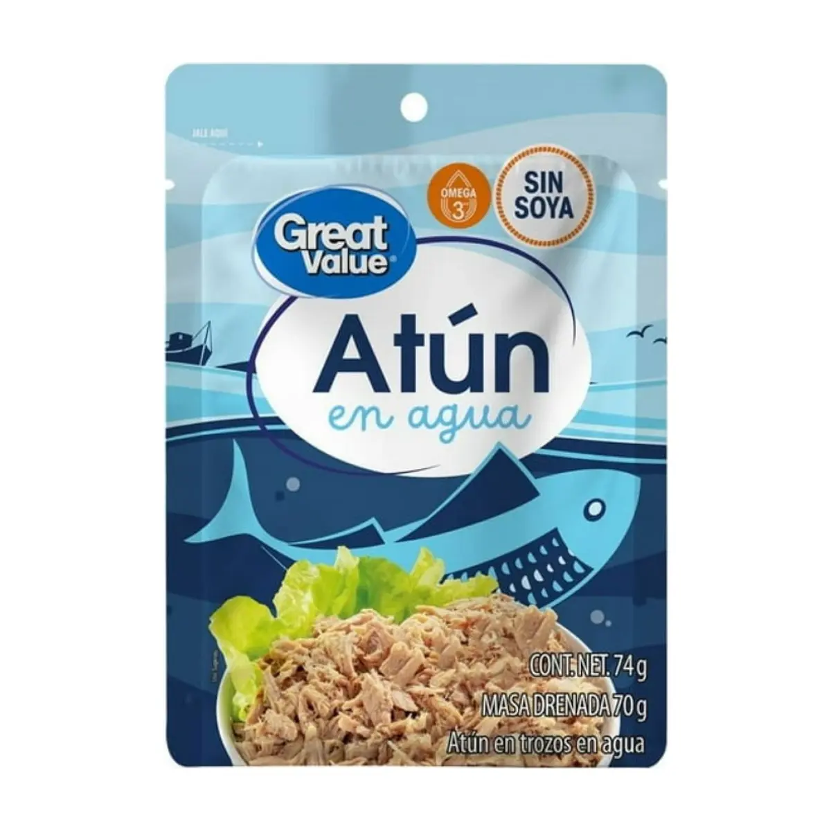 Atún en trozos en agua Great Value (74 g / 2.6 oz)