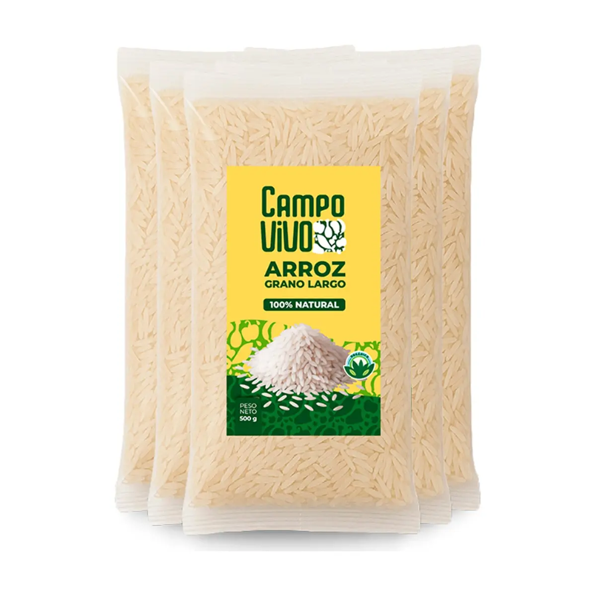 Arroz de grano largo Campo Vivo (5 x 500 g / 1.1 lb)
