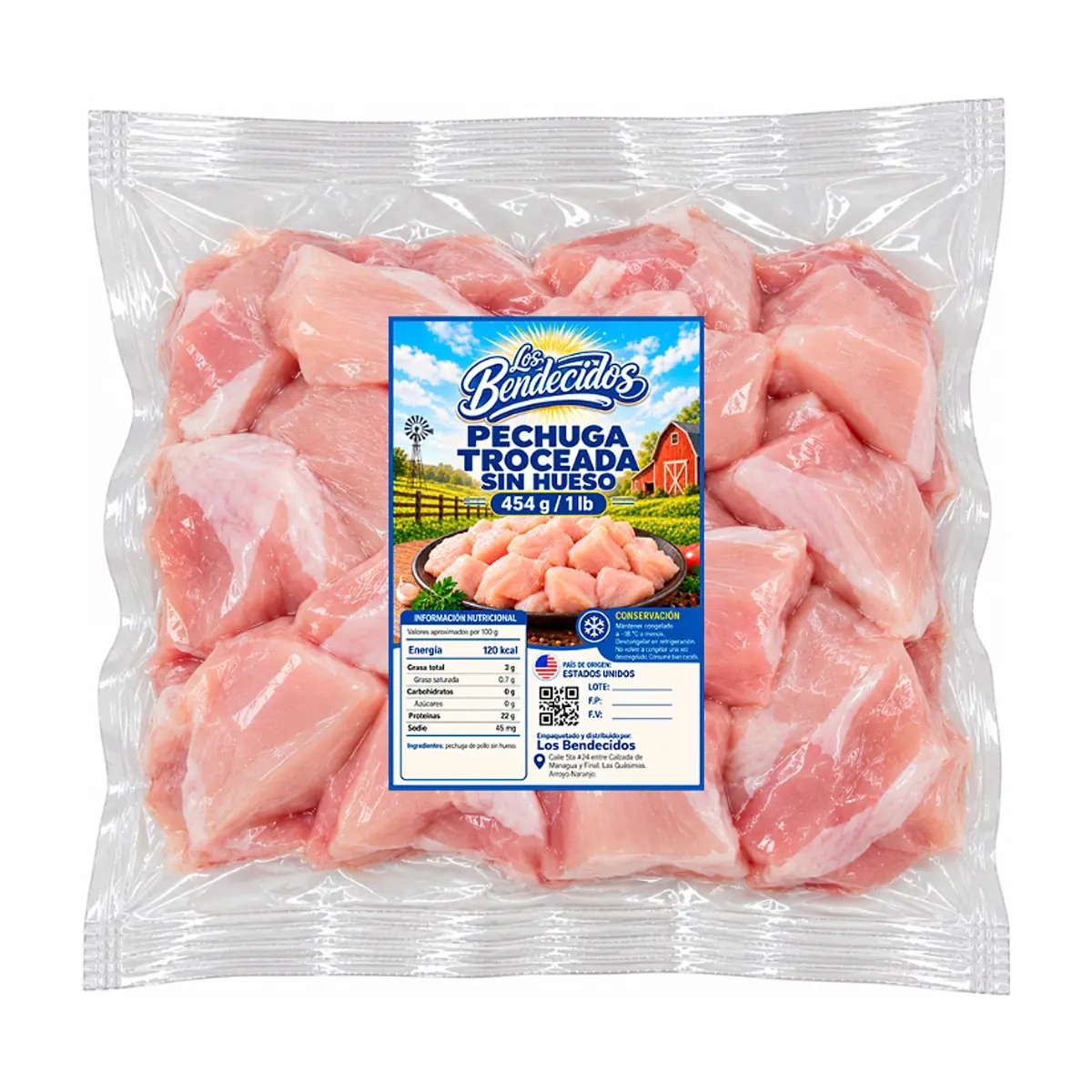 Pechuga troceada sin hueso Los Bendecidos (454 g / 1 lb)