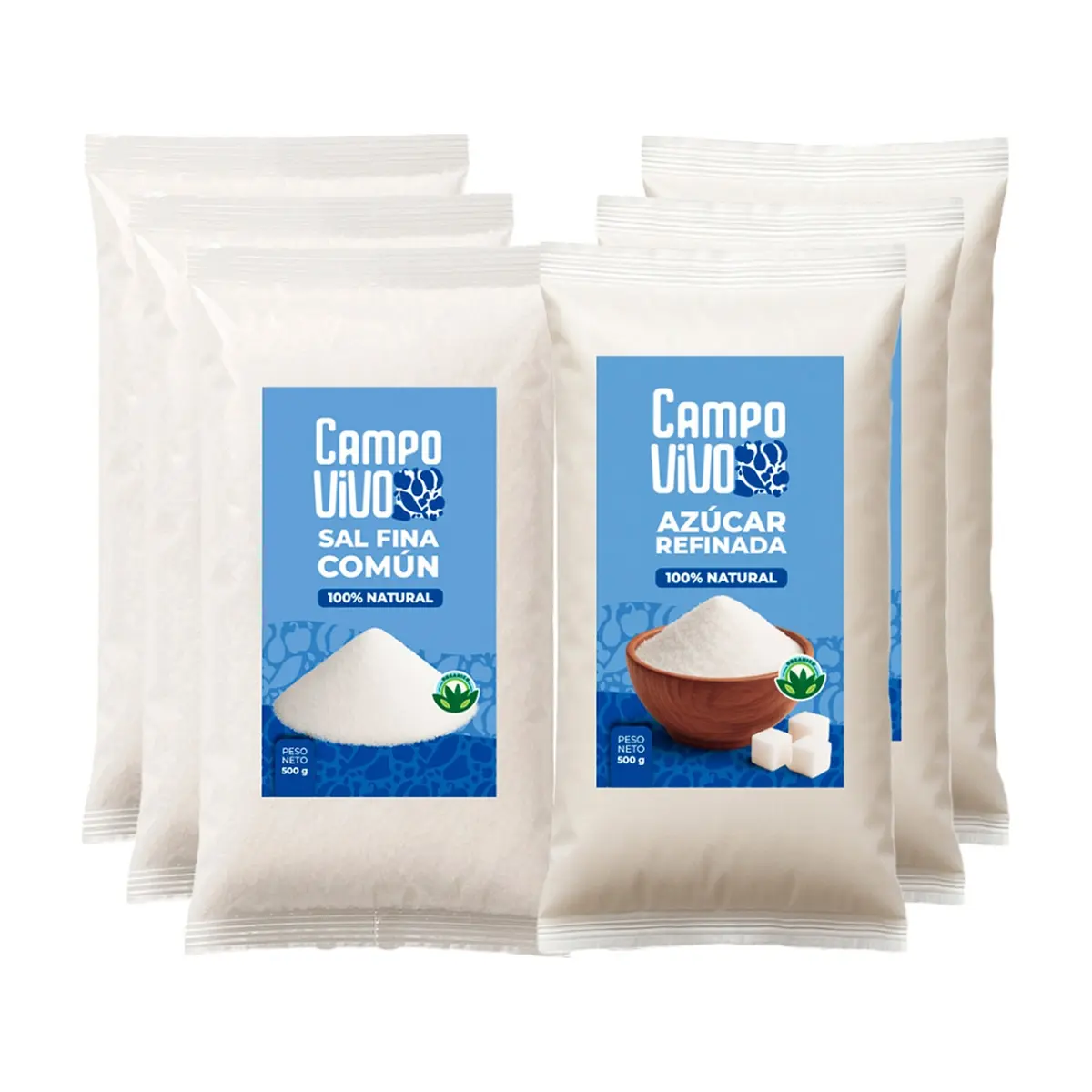 Combo dulce y salado Campo Vivo #4: Sal fina común + Azúcar blanca refinada - Imagen 1