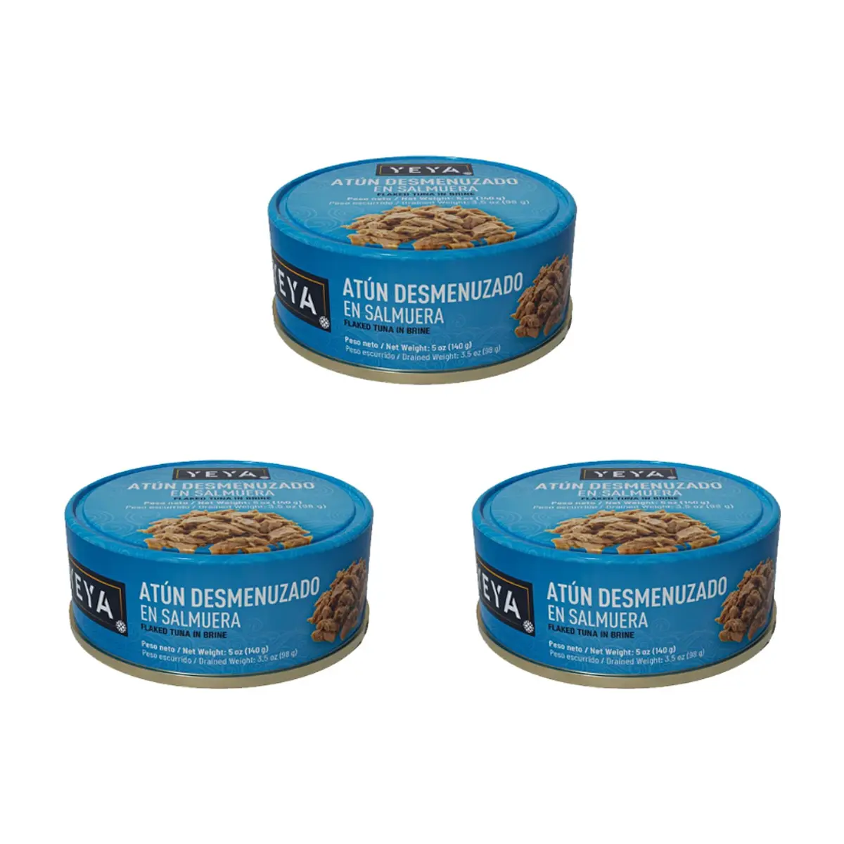 Atún desmenuzado en salmuera YEYA (3 x 140 g / 5 oz)
