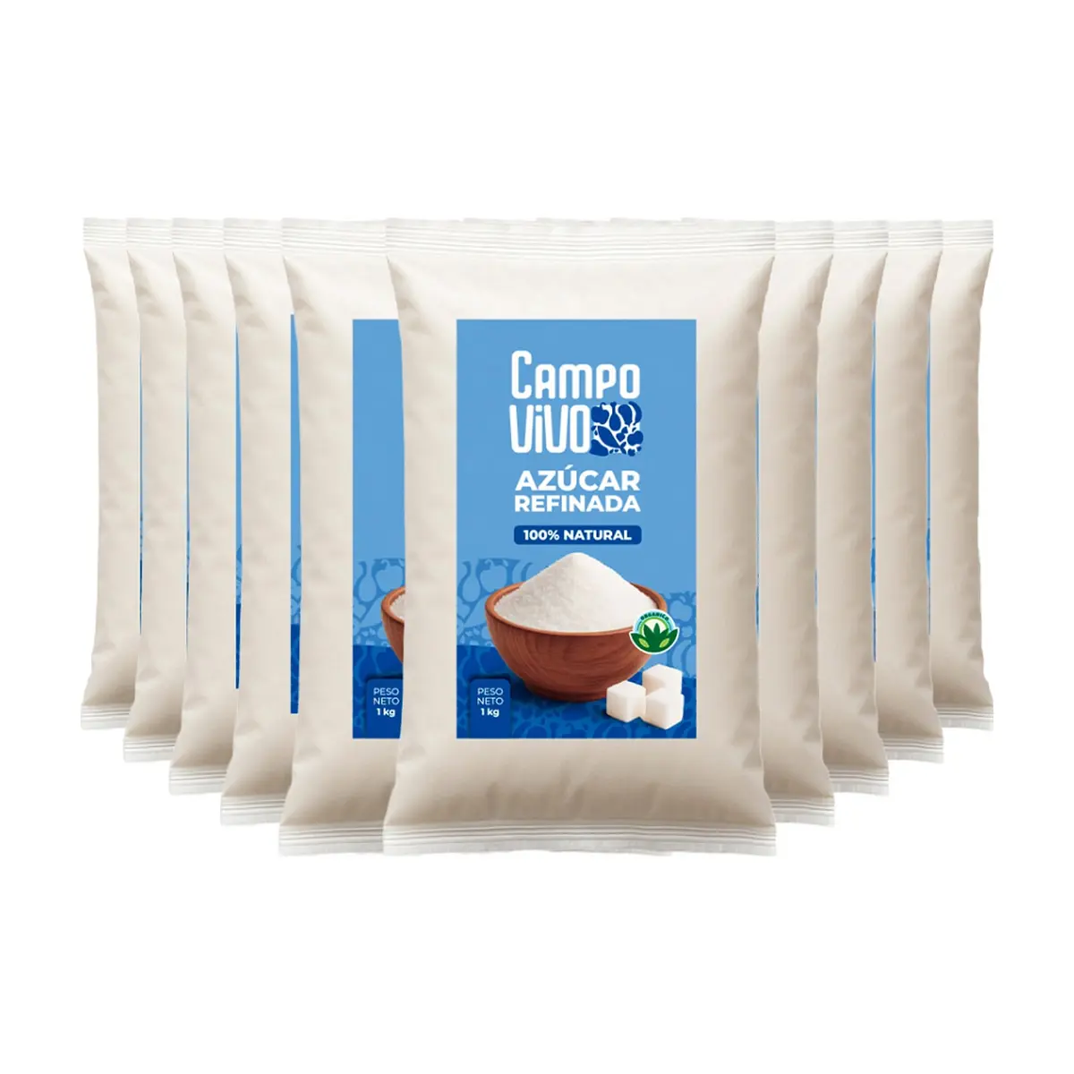 Azúcar blanca refinada Campo Vivo (10 x 1 kg / 2.2 lb) - Imagen 1
