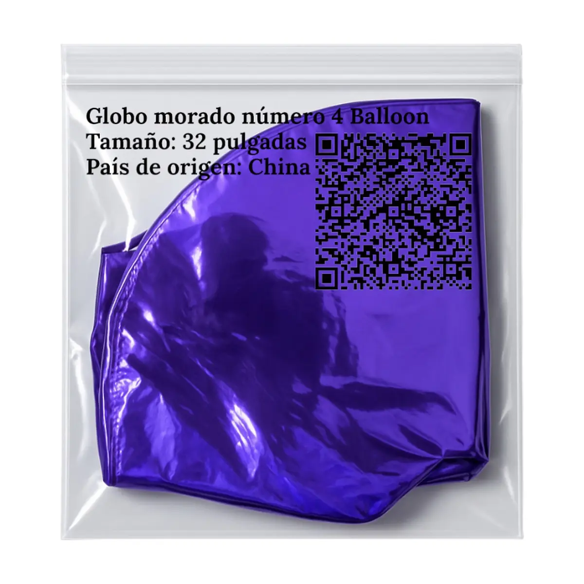 Globo morado número 4 de 32 pulgadas Balloon - Thumbnail 3