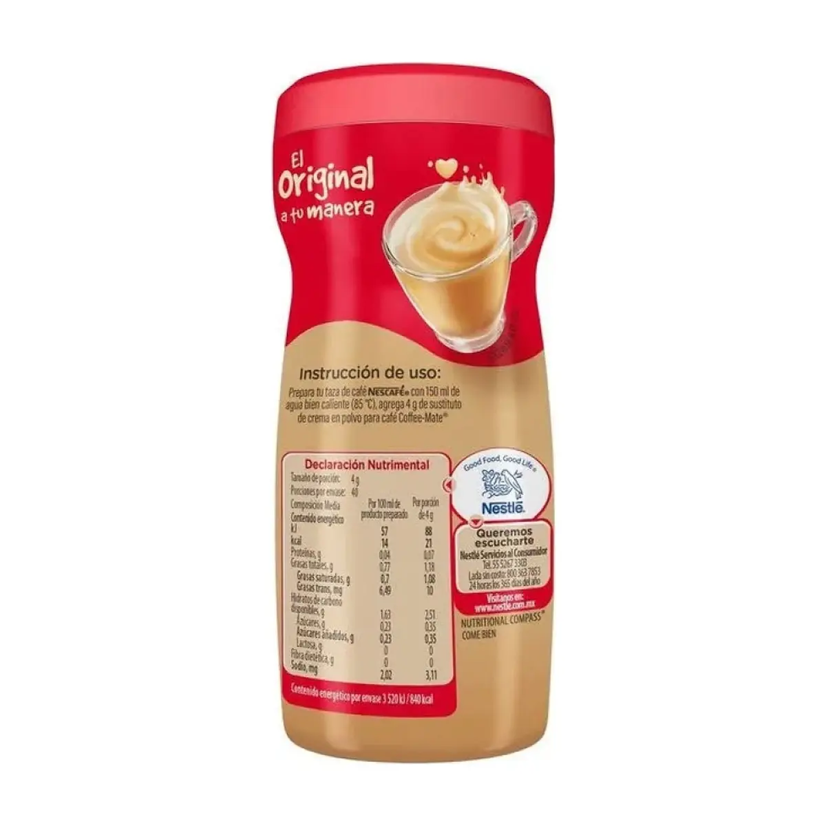 Sustituto de crema en polvo para café Coffee Mate Nestlé (160 g / 5.64 oz) - Thumbnail 3