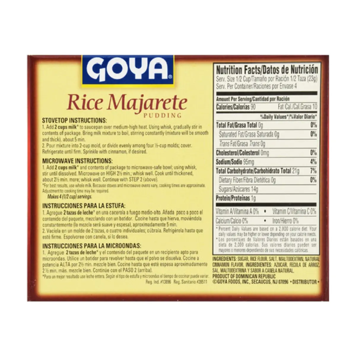 Mezcla para majarete de arroz -arroz con leche- Goya (92 g / 3.25 oz) - Thumbnail 3