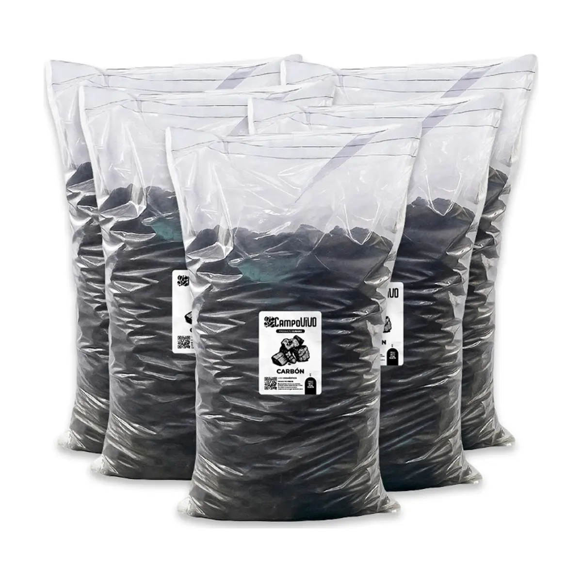 Carbón vegetal Campo Vivo (5 x 5 kg / 11.02 lb) - Imagen 1