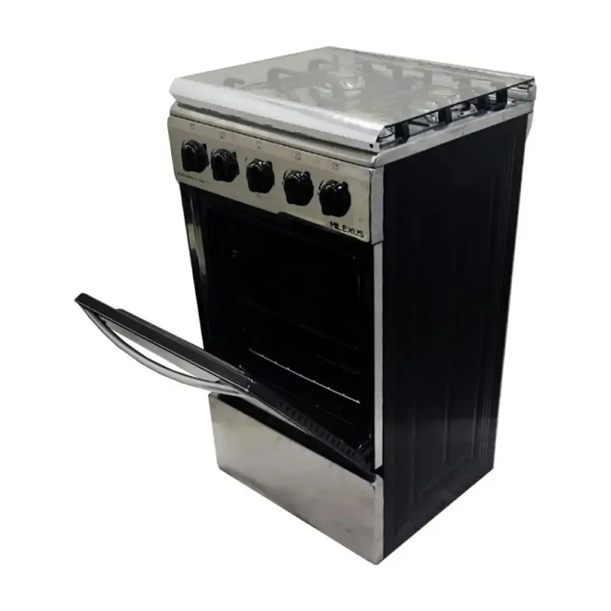 Cocina de Gas Silver Point con 4 Quemadores y Horno-Negro con Ace