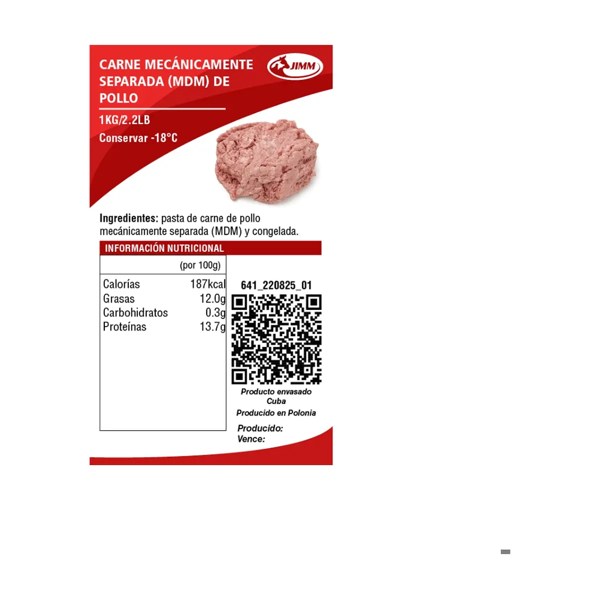 Carne mecánicamente separada MDM de pollo (1 kg / 2.2 lb) - Miniatura 3