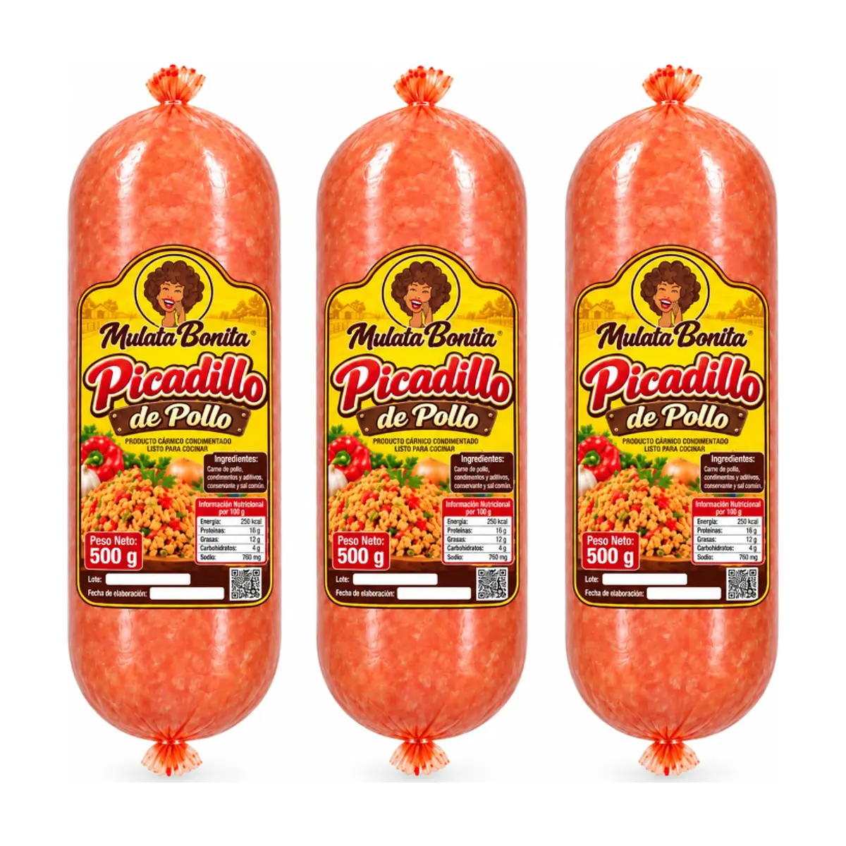 Picadillo condimentado de pollo Mulata Bonita (3 x 500 g / 1.1 lb) - Imagen 1