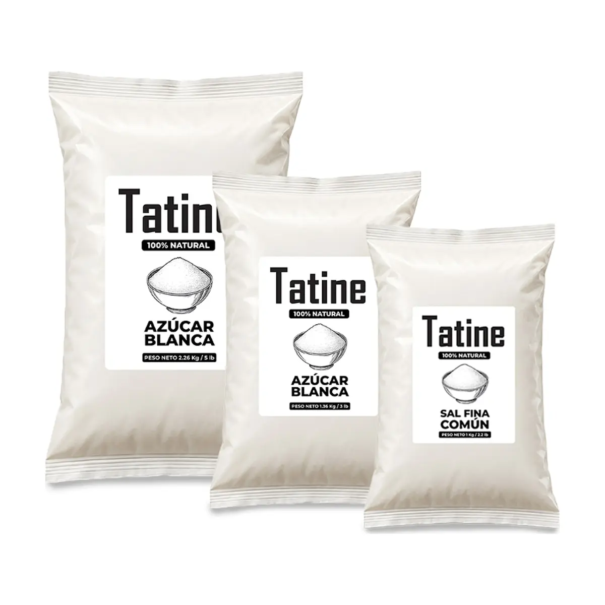 Combo dulce y salado Tatine #3: Sal fina común Tatine + Azúcar blanca Tatine