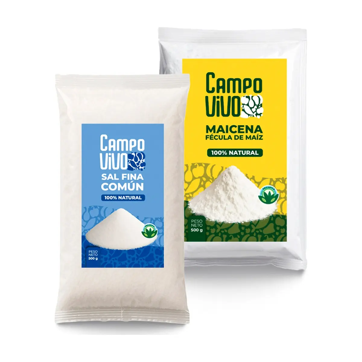 Combo de grano y sazón Campo Vivo #9: Sal fina común + Maicena