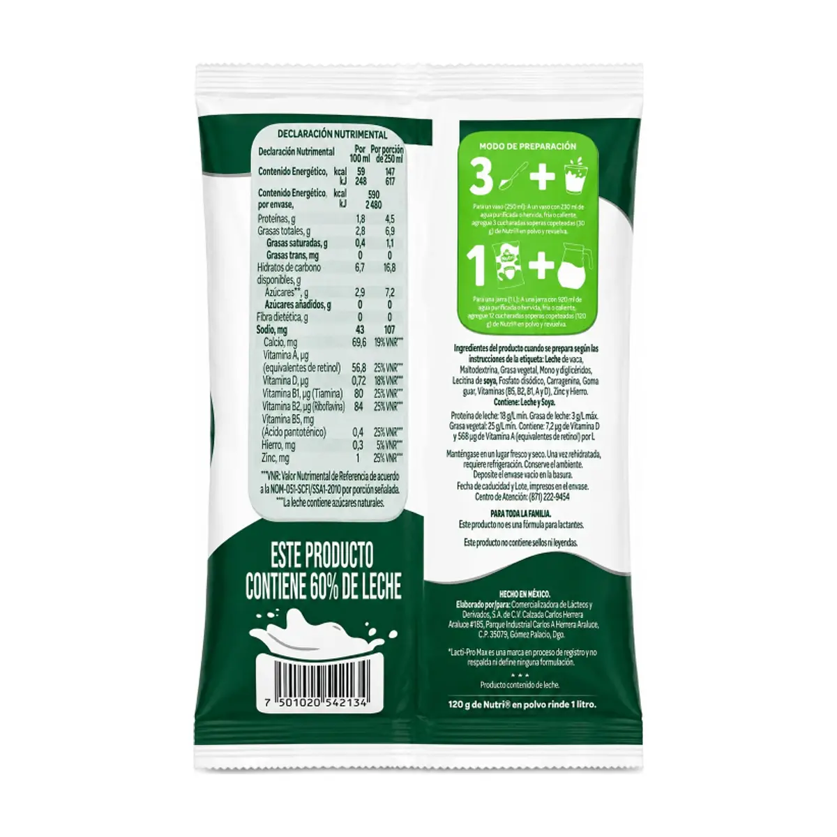 Producto lácteo combinado con grasa vegetal en polvo Nutri (120 g / 4.23 oz) - Thumbnail 2
