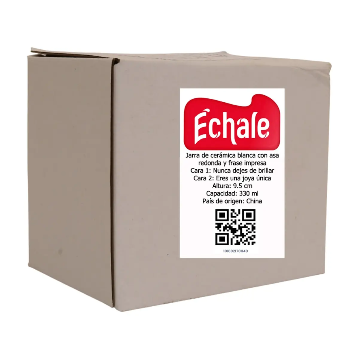 Jarra de cerámica blanca de 330 ml con frase impresa Nunca dejes de brillar Échale - Thumbnail 5