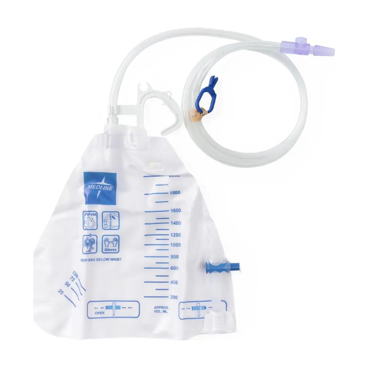 Bolsa de drenaje urinario con válvula antirreflujo Medline 2000 ml - Thumbnail 5