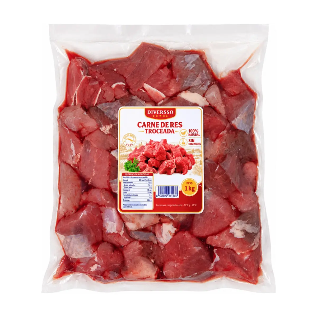 Carne de res troceada seleccionada Diversso (1 kg / 2.2 lb) - Thumbnail 2