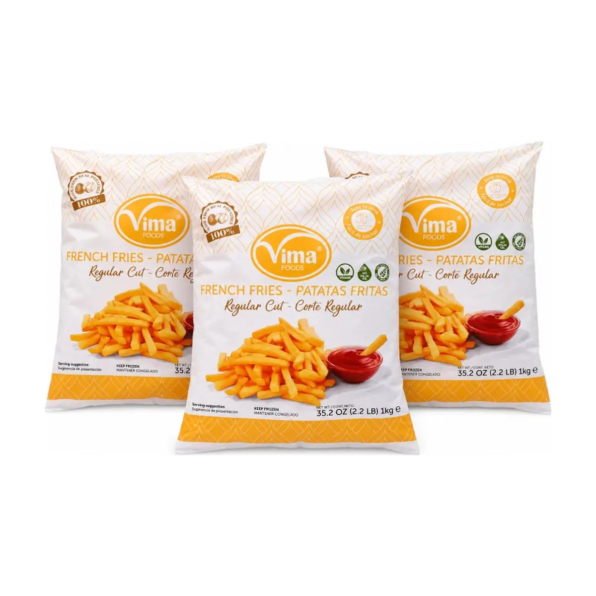 Patatas -papas- prefritas congeladas Vima Foods (3 x 1 kg / 2.2 lb) - Imagen 1