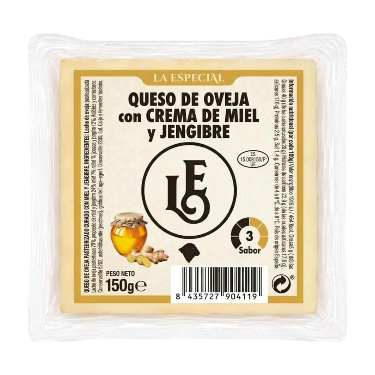 Queso de oveja con crema de miel y jengibre La Especial (150 g / 5.29 oz)