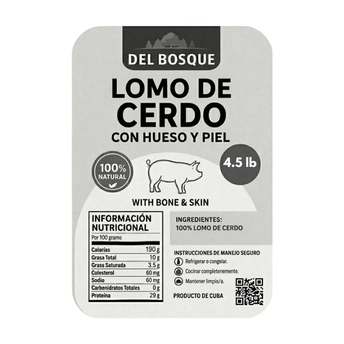 Lomo de cerdo con hueso y piel Del Bosque (2.04 kg / 4.5 lb) - Miniatura 2