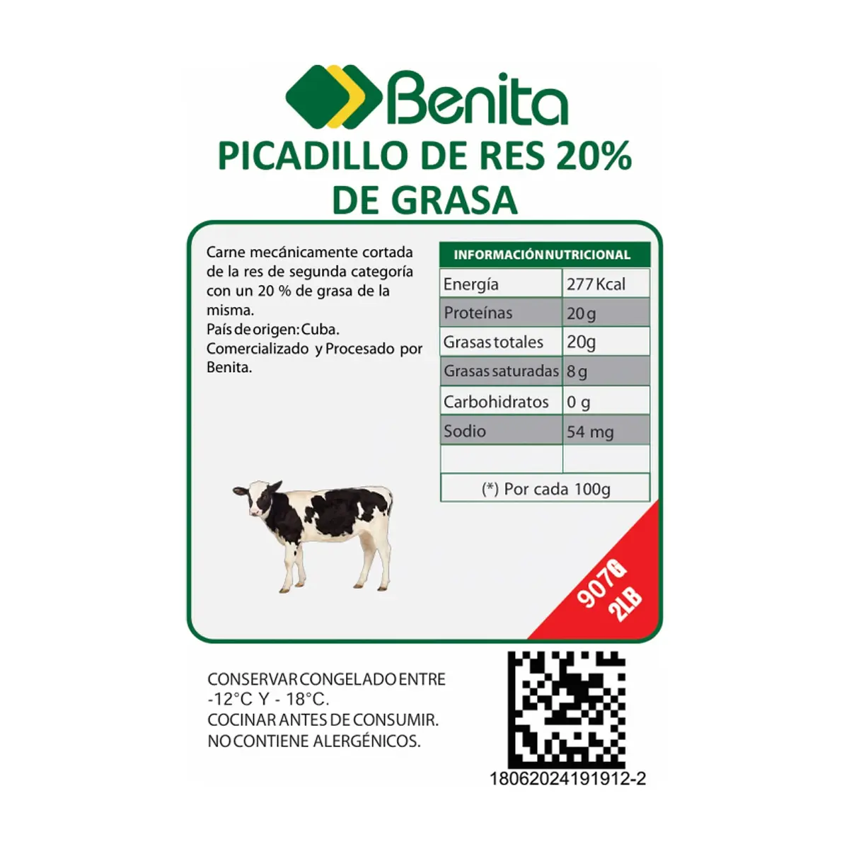 Picadillo de res con 20 % de grasa Benita (907 g / 2 lb) - Thumbnail 4