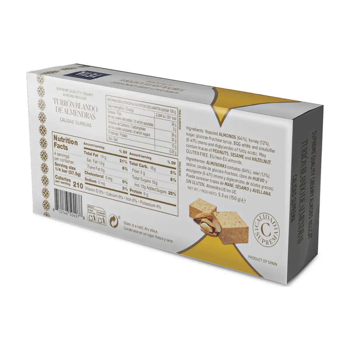 Turrón blando de almendras -Jijona - Calidad Suprema YEYA (150 g / 5.3 oz) - Thumbnail 3
