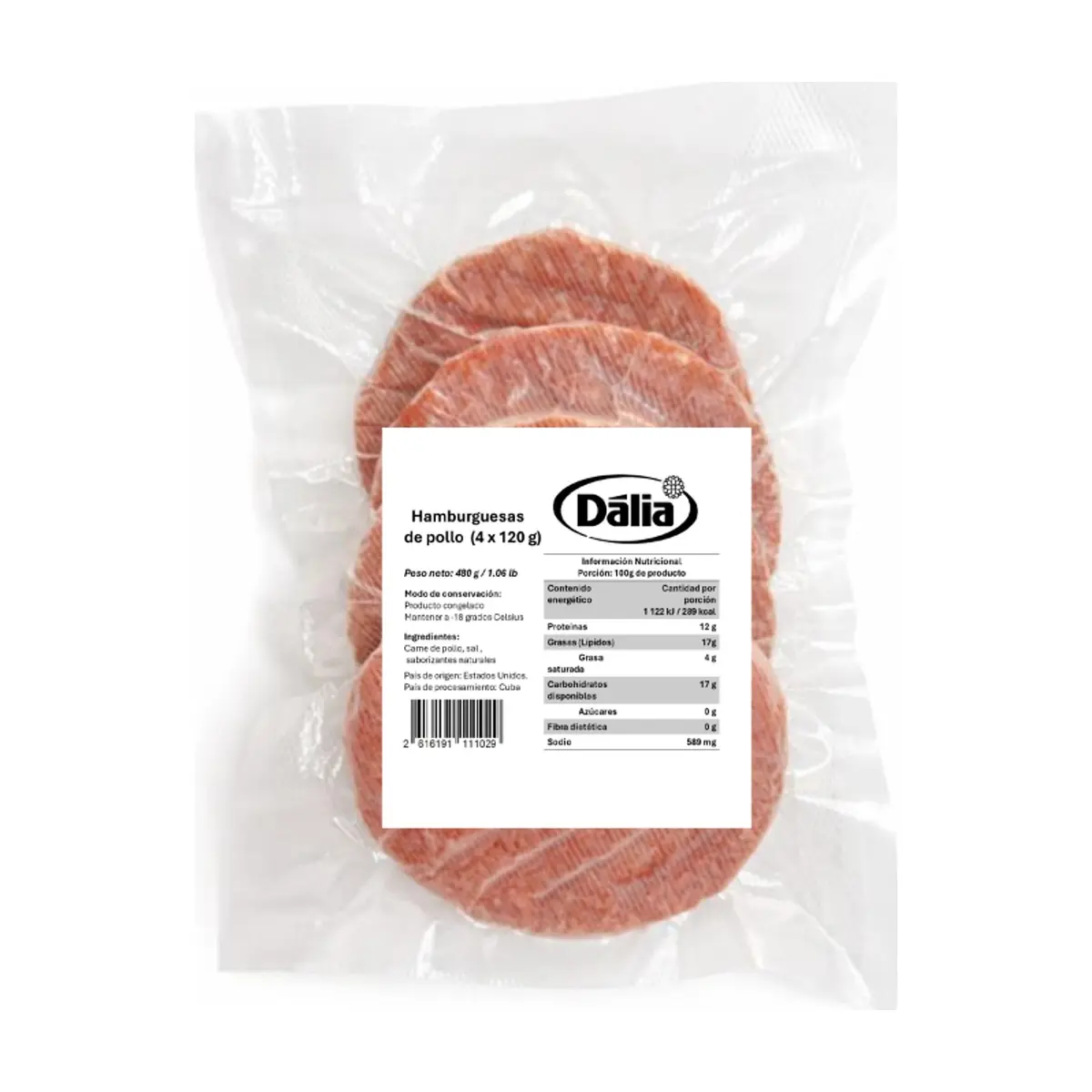 Hamburguesas de pollo Dalia (4 x 120 g / 1.06 lb) - Thumbnail 2