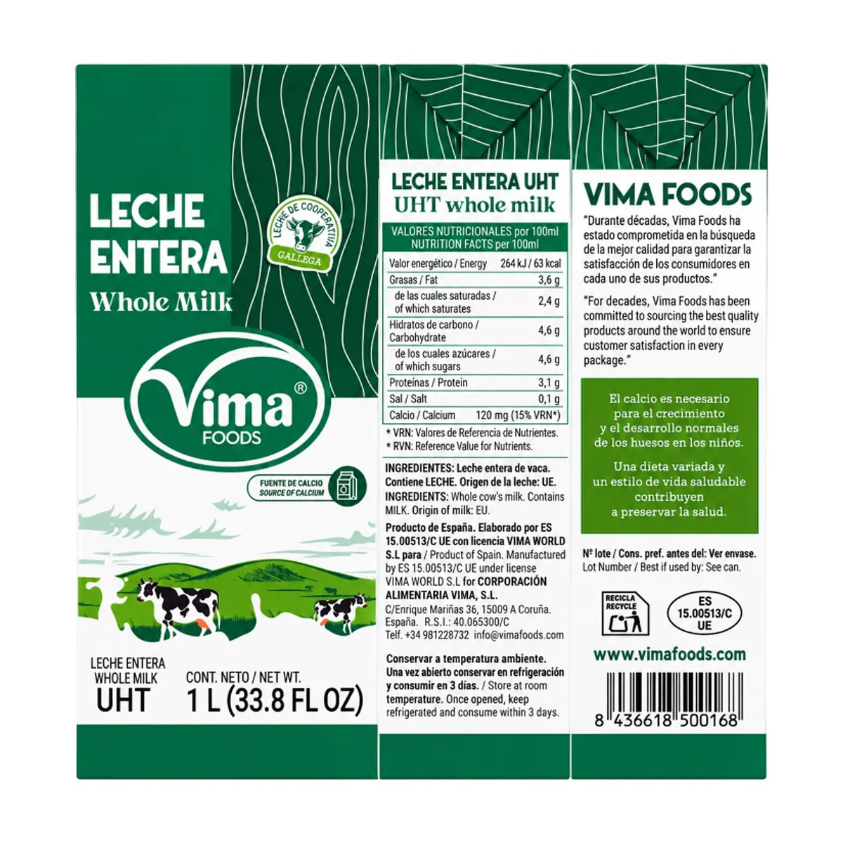 Leche entera UHT Vima Foods (1 L) - Thumbnail 4