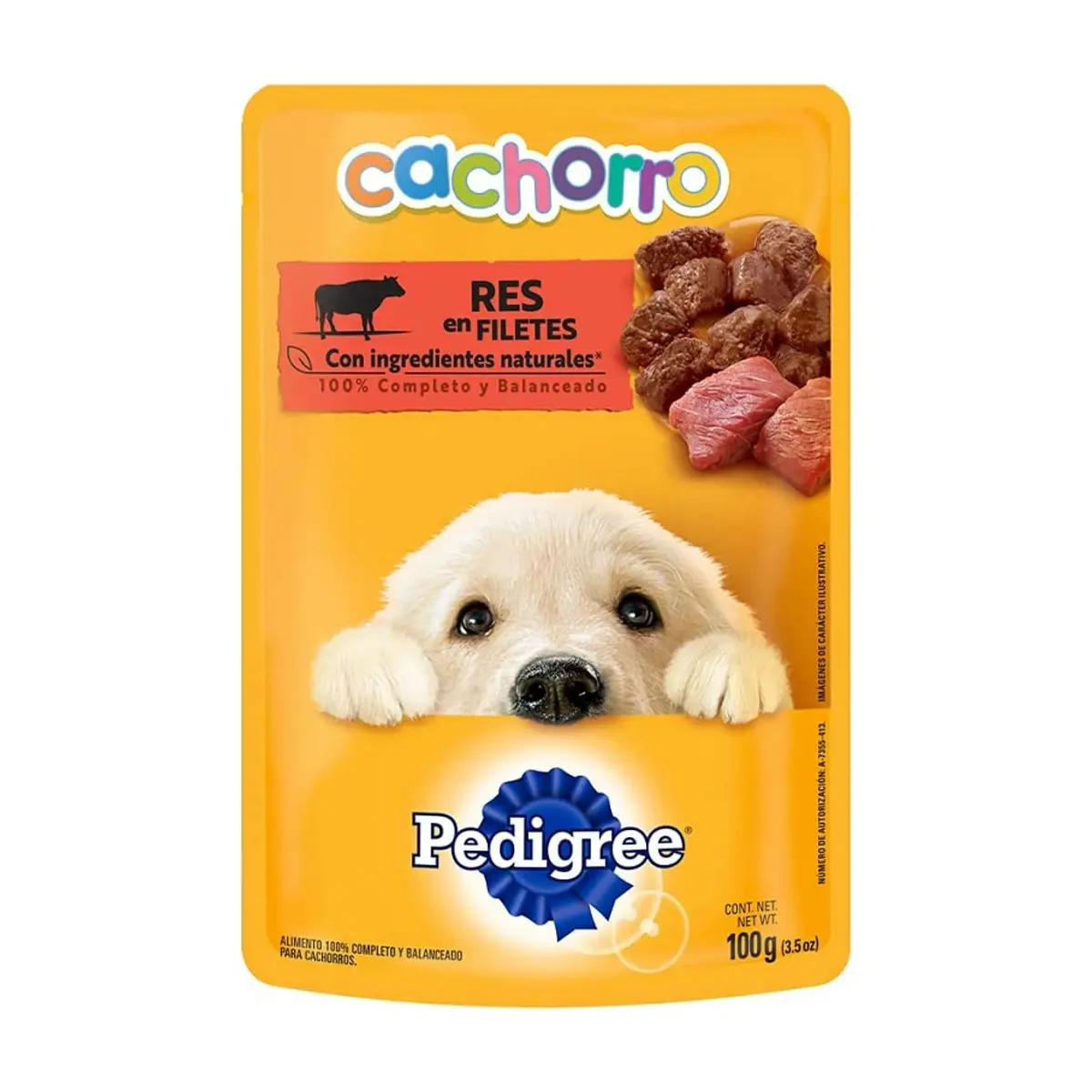 Alimento para perro cachorro de res en filetes Pedigree (100 g / 3.52 oz)