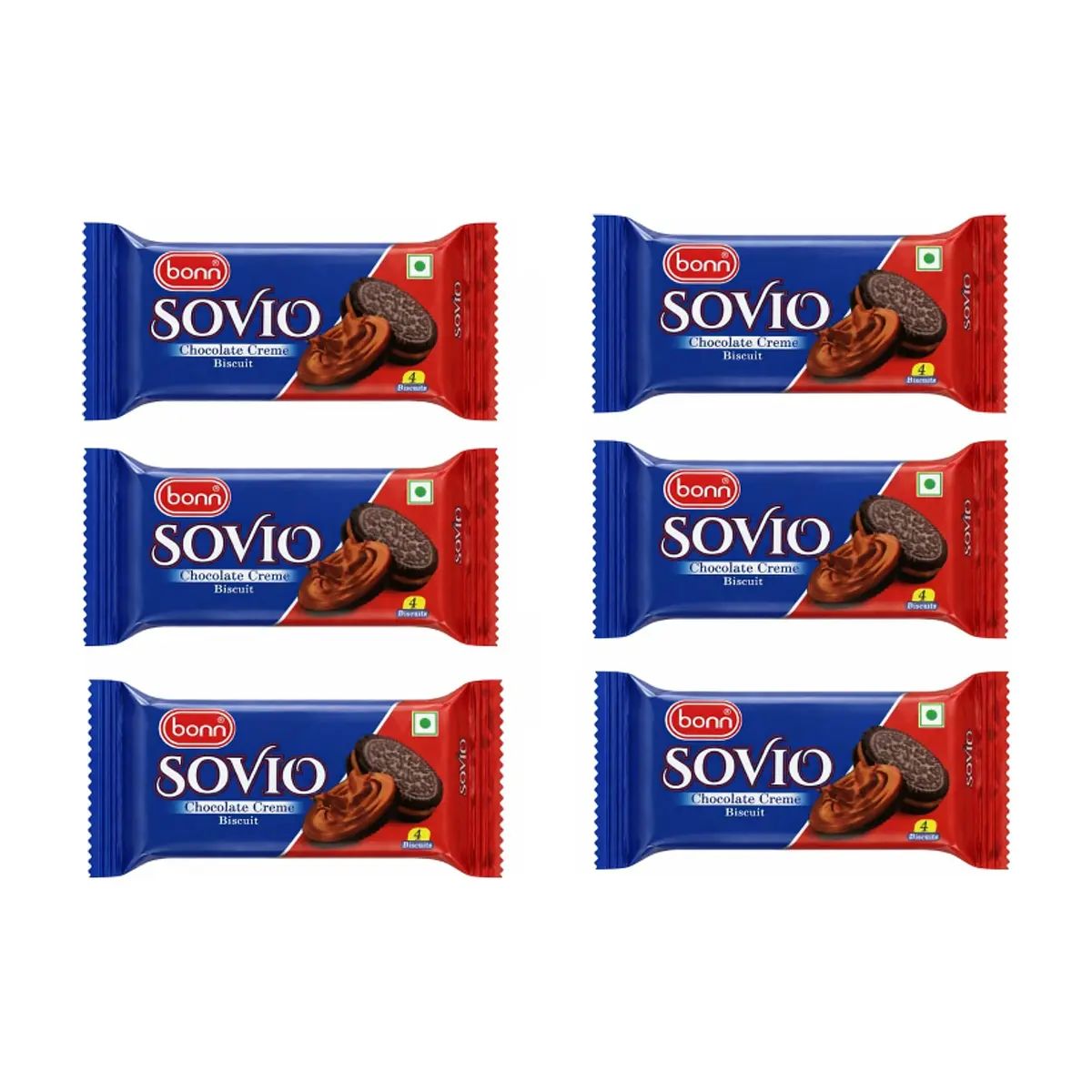 Galletas Sovio con crema de chocolate Bonn (6 x 30 g / 1.06 oz)