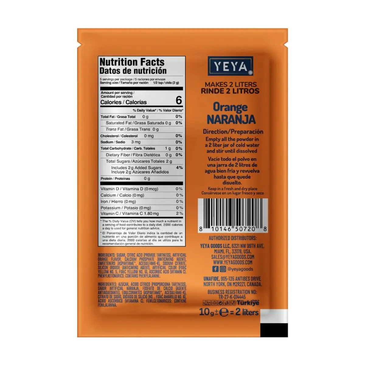 Refresco instantáneo sabor naranja YEYA (10 g / 0.35 oz) - Thumbnail 2