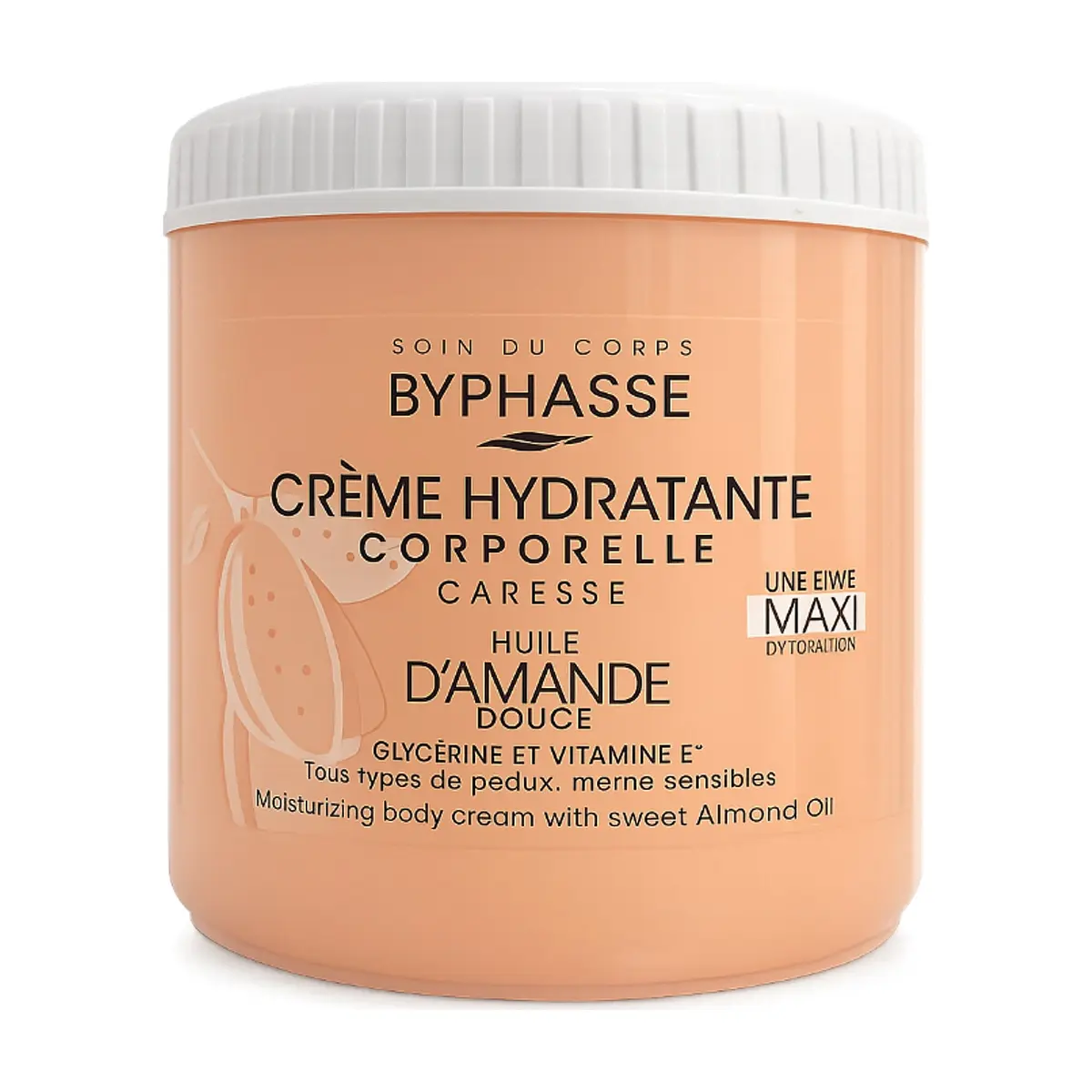 Crema corporal hidratante con aceite de almendras dulces Byphasse (500 ml / 16.9 fl.oz.)