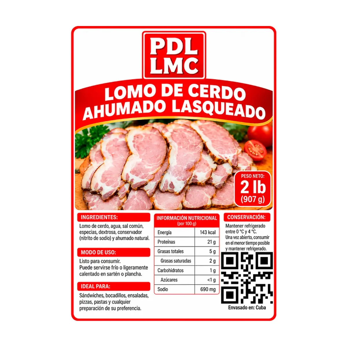 Lomo de cerdo ahumado lasqueado PDL LMC (907 g / 2 lb) - Thumbnail 3