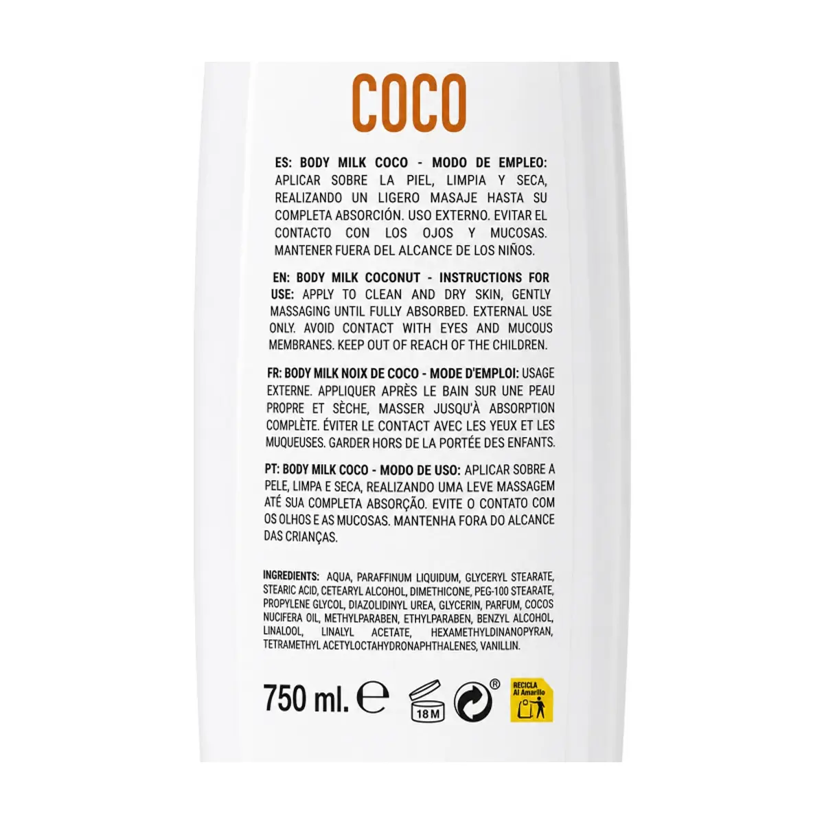 Crema corporal de coco S'nonas (750 ml) - Thumbnail 3