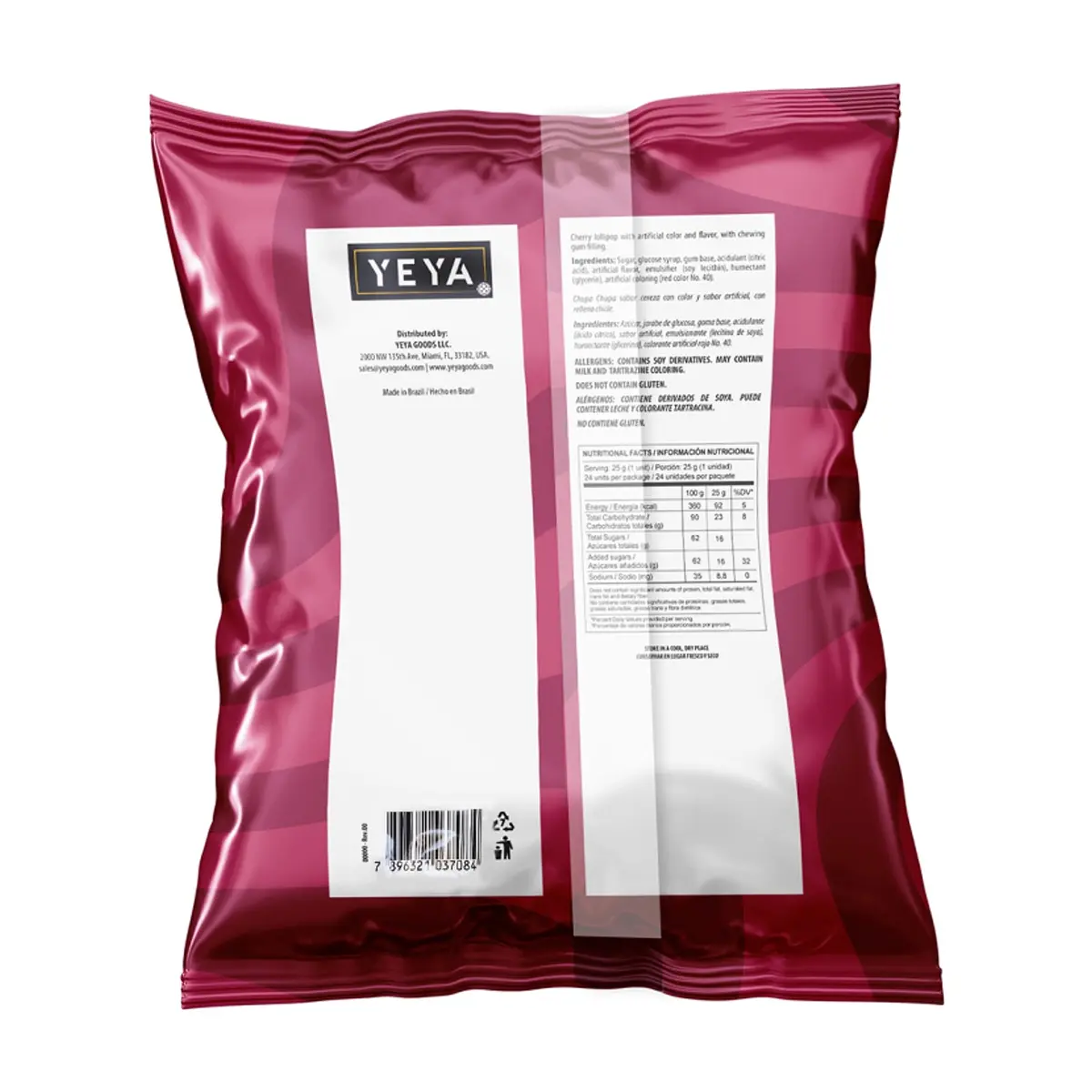 Chupa chupas con relleno de chicle sabor cereza YEYA (600 g / 1.32 lb) - Thumbnail 3