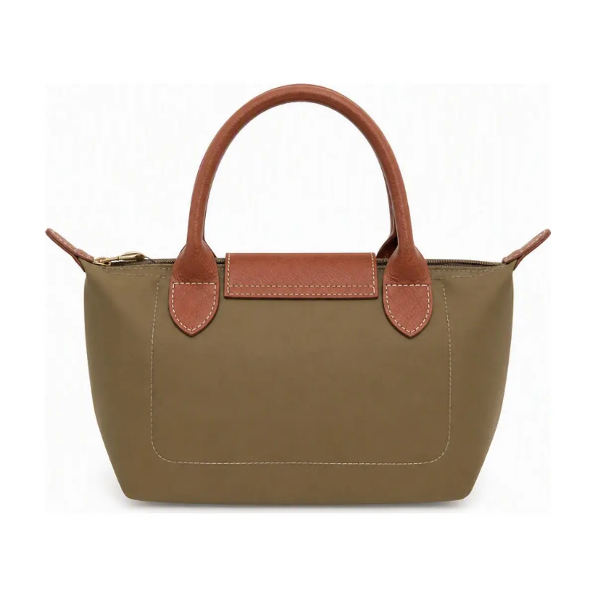 Bolso tote de nailon verde oliva con detalles de piel y asas extraíbles ISABELLA (1 U) - Thumbnail 3