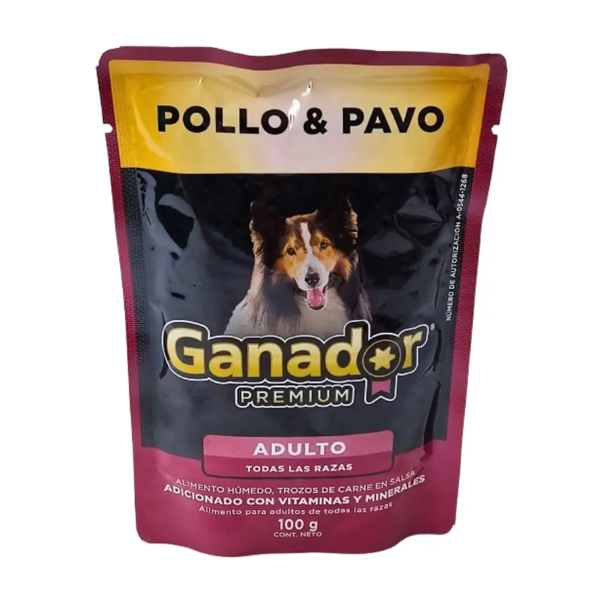 Alimento húmedo para adulto todas las razas trozos de carne en salsa pollo y pavo Ganador Premium (100 g / 3.5 oz)