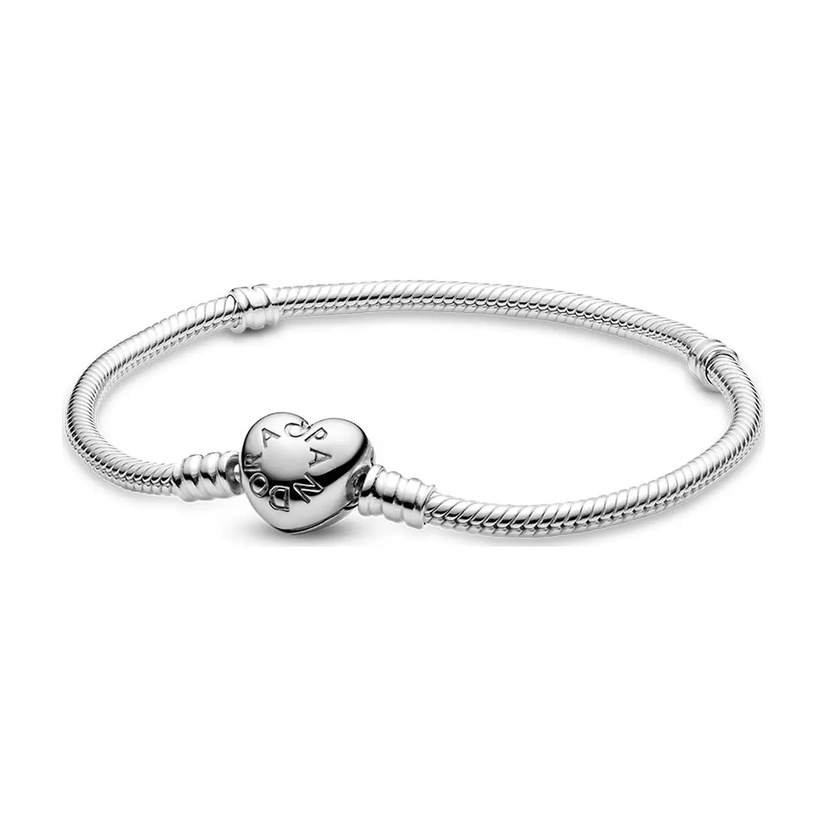 Pulsera de plata S925 estilo Pandora Moments con cierre de corazón (18 cm)